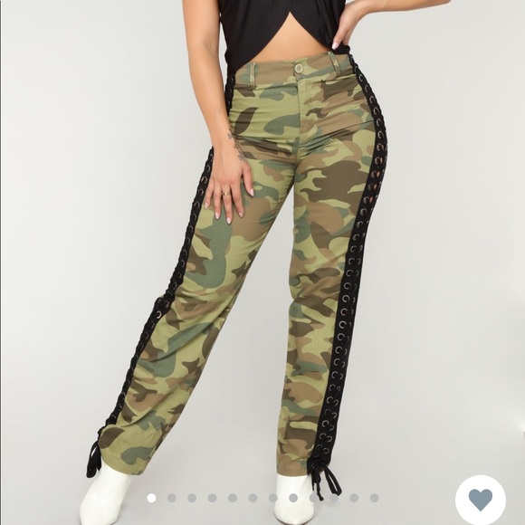 Fashion Nova Pants - Lace up camo pants by fashion nova